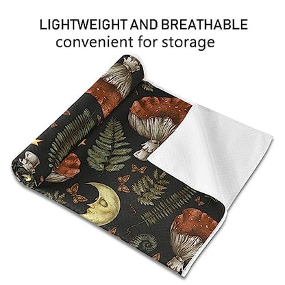 Yoga Mat Towel Retro Mushroom Moon, 73" x 27" - color: Retro Mushroom Moon