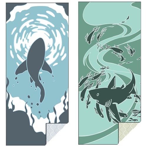 Eunzel 2 Pack Microfiber Beach Towel, Quick Dry Travel Towel Large Sand Free Towel for Beach, Camping, Swim Pool, Gym, Sports& Yoga 71"x32", Shark - color: Shark