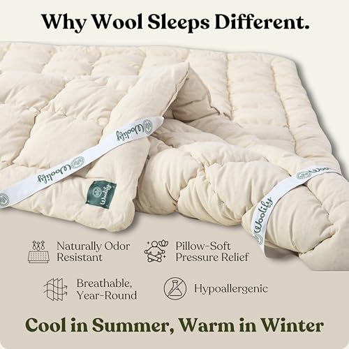 Woolify Organic Merino Wool Mattress Topper 1650 GSM - Pillow Top Mattress Pad, Handmade, Non-Toxic, Cooling and Hypoallergenic Wool Topper for Back Pain Relief (Twin XL) - size: Twin XL