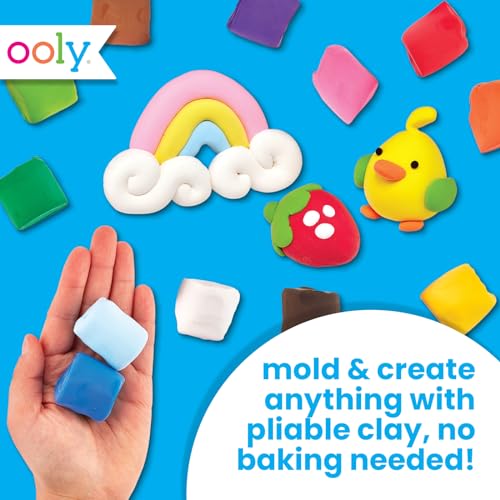 Ooly Creatibles Air Dry Clay for Kids, Includes 3 Reusable Cases, 12 Colors | Ages 6+, Includes 3 Shaping Tools, Modeling Clay, Fun Play Dough Craft Kit, Sculpt Fun Lion, Cat, Bear, Gift for Kids - style: 12 Colors Complete Set