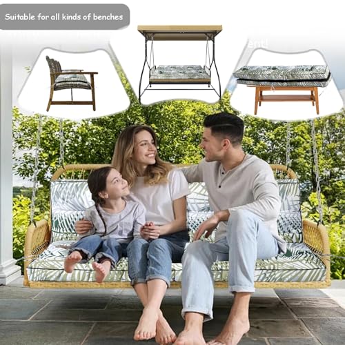 Porch Swing Cushion Three Seat Waterproof, Bamboo Leaves, 40 x 71in - color: Bamboo Leaves, size: 40 x 71in