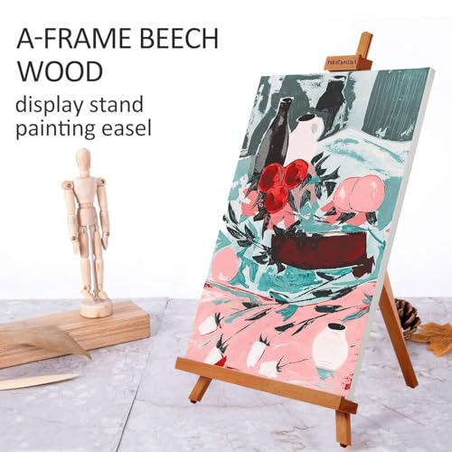 Beechwood 25" Tabletop Easel Display Stand for Painting | Holding Canvas Up to 22 1/2 Inches High, A-Frame Artist Tripod with Rubber Feet, Portable Photo and Sign Holder - size: 1 Pack