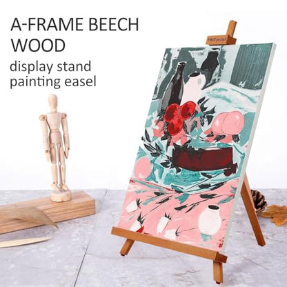 Beechwood 25" Tabletop Easel Display Stand for Painting | Holding Canvas Up to 22 1/2 Inches High, A-Frame Artist Tripod with Rubber Feet, Portable Photo and Sign Holder - size: 1 Pack