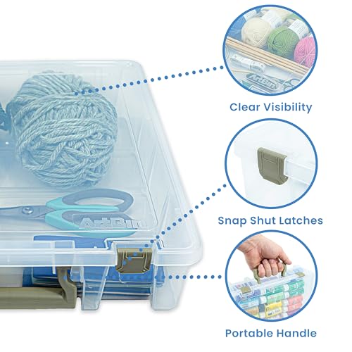 ArtBin Super Satchel 1 Compartment Box Clear Craft Organizer Storage Case - color: Clear & Gold