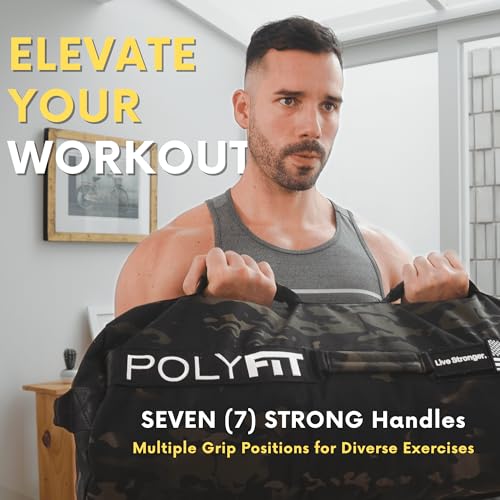 Polyfit Workout Sandbag Pro - Exact Sizing with Triple Closure Filler Bag - color: BLACK CAMO, size: 60 LB