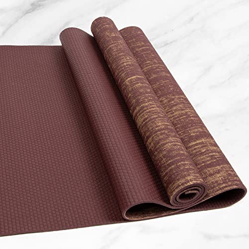 Myga Jute Yoga Mat, High Performance Vegan Floor Exercise Mat, Eco Friendly Biodegradable Yoga Mat with PVC Backing,72" x 24", 0.2" Thickness - color: Plum