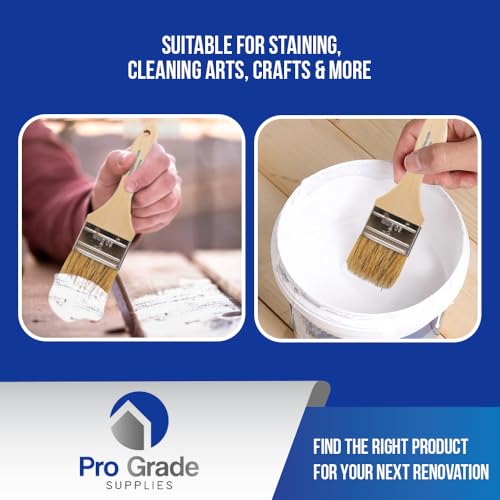 Pro Grade Chip Brushes, Disposable Paint Brushes, Assorted Sizes, 24 Piece | Natural bristle, wood handle | 4 widths, 6 of each | For stain, varnish & glue | Cabinets, furniture, crafts - size: 24Pc. Var.