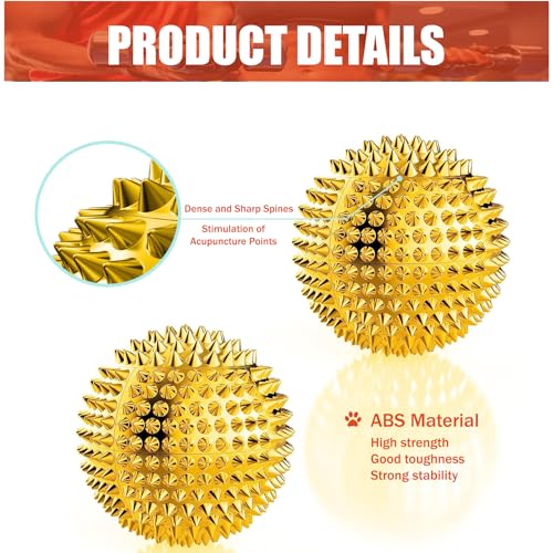 Magnet Balls - Hand & Foot Massage Ball, Spiky Massage Orb, 3.2cm Gold - size: 3.2 cm