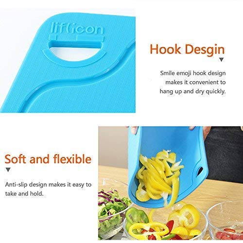 Liflicon Extra Large Thick Silicone Cutting Boards for Kitchen 14.6'' x 10.43'' Flexible Cutting Chopping Boards/Mats Non-slip Deep Drip Juice Groove, Dishwasher Safe-Blue - color: Blue, size: 14.6"L x 10.4"W