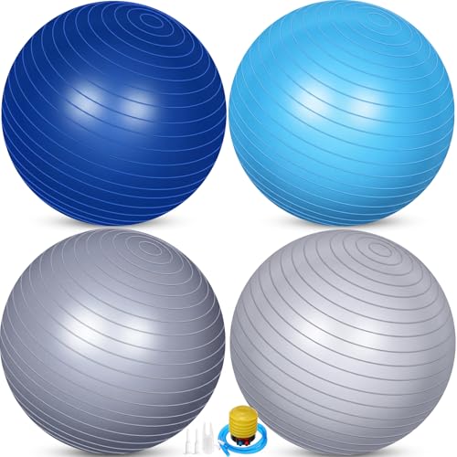 Leyndo 4 Pcs 26 Inch Yoga Exercise Ball Pilates - color: Blue Gray Set
