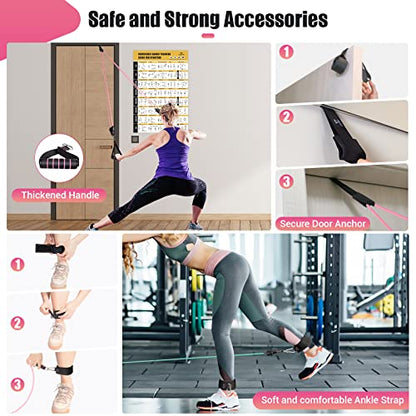 Resistance Bands with Handles for Women, 5 Level Exercise Bands - color: Colour