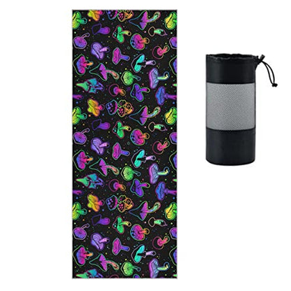 Yoga Mat Towel Colorful Mushroom, 73" x 27" - color: Colorful Mushroom