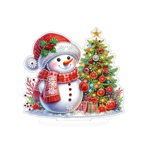 Christmas Diamond Art Kits for Adults,Red Scarf Snowman Diamond Painting | Double Sided Christmas Pearl Art Kits for Adults,DIY Special Shaped Crystal Winter Desktop Decoration (7.8×7.8 In) - color: DP04707