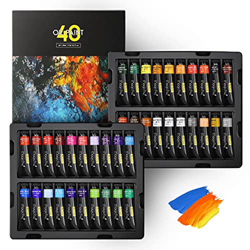 Magicfly Oil Paint, 40pcs (18ml/0.6oz) Oil Paint Set, Oil Paints on Canvas | Professional Oil Painting, Non-toxic, Creamy Texture, Rich Pigments, Easy to Blend, Suit for Artists/Students/Beginners/Kids - size: 40 Colors x 18ml(0.6oz)