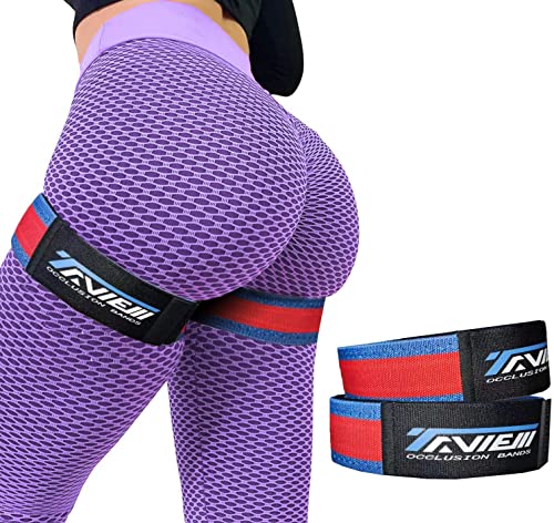 Occlusion Bands for Women Glutes & Hip Building, Blood Flow Restriction Bands BFR Bundle Booty Bands, Best Fabric Resistance Bands for Exercising Your Butt, Squat, Thigh, Fitness - color: Blue&Red