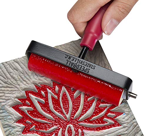 Speedball Deluxe Soft Rubber Brayer - 40/42 Durometer Roller with Heavy Duty Steel Frame – 6 Inches - size: 6-Inch