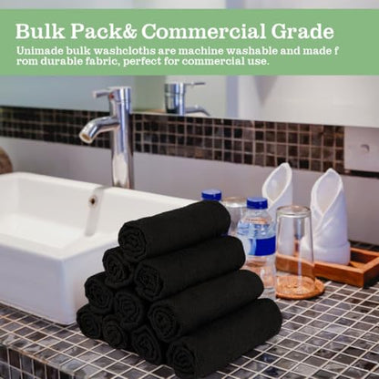 UNIMADE Washcloths 10 Pack Face Towels (12" x 12"), Highly Soft Wash Cloths | Hand Towels, Fast Drying Multi-Purpose Microfiber Cleansing Cloths for Bathroom, Hotel, Spa, and Salon Black - color: Black, size: 10Pack