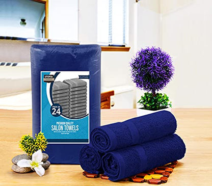 Utopia Towels Salon Towels, Pack of 24, 16x27 in, 100% Cotton, Royal Blue - color: Royal Blue, size: 24 Pack