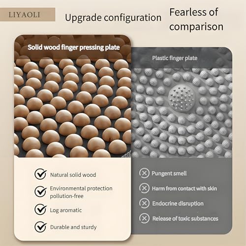 Wooden Acupressure Foot Massager Mat, Reflexology Pad for Pain & Stress | Round mat with 126 natural wooden beads on soft fabric. Relieves stress, improves circulation & eases tired feet. - color: Wood-round