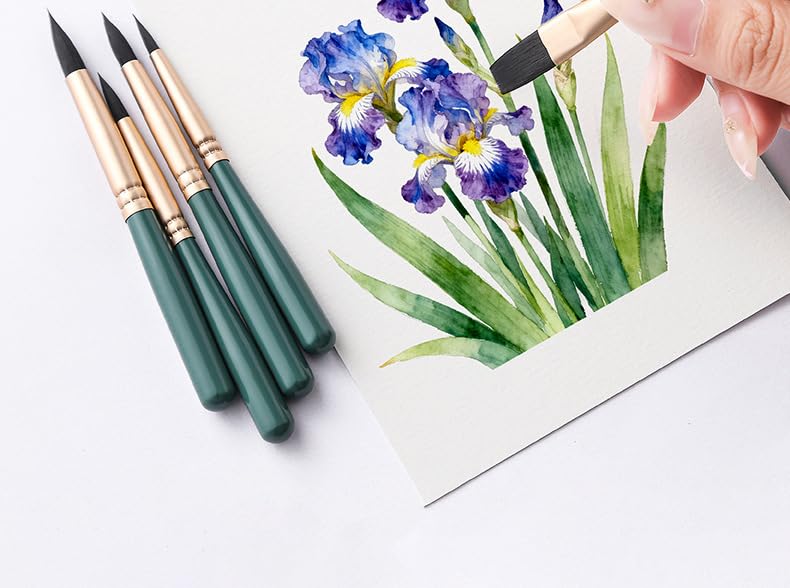 Mini Short Watercolor Brush Set, Nylon Hair, Mixed Round and Flat Heads, for Art Painting use, 6-piece Pack