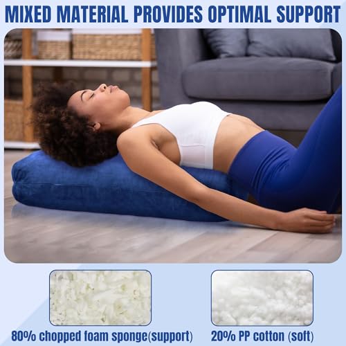 MABOZOO Yoga Bolster Pillow, Rectangular Bolster for Restorative Yoga & Meditation, Professional Meditation Cushion with Carry Handle, 27"X10"X6" - color: blue