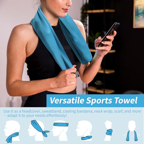YESLIFE 4-Pack Cooling Towels (40"x 12"), Cooling Neck Wraps, Ice Towel - color: Grey, Lake Blue, Purple, Light Blue