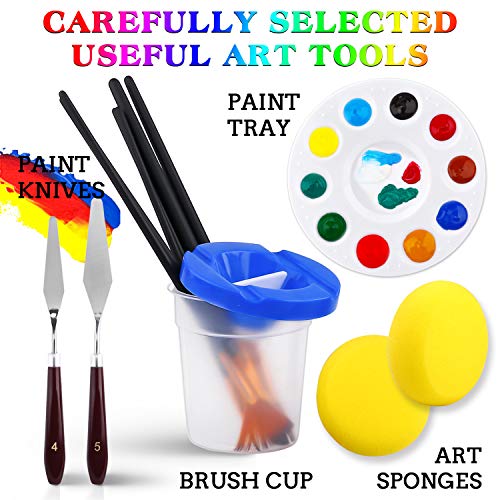 ESRICH Acrylic Paint Set, 46 Pcs Painting Supplies with Paint Brushes | Acrylic Paints, Easel, Canvas, Palette, Paint Knives, Brush Cup and Art Sponges for Hobbyists and Beginners - color: 24color