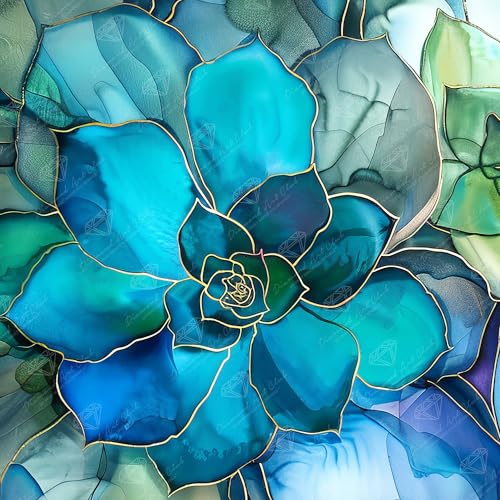 DIAMOND ART CLUB Shimmering Succulents Diamond Art Kits for Adults | Premium Diamond Painting Kit, Fun DIY Crafts for Adults, Round Diamond Art Canvas, 13" x 13" (33 x 33 cm) - color: Shimmering Succulents