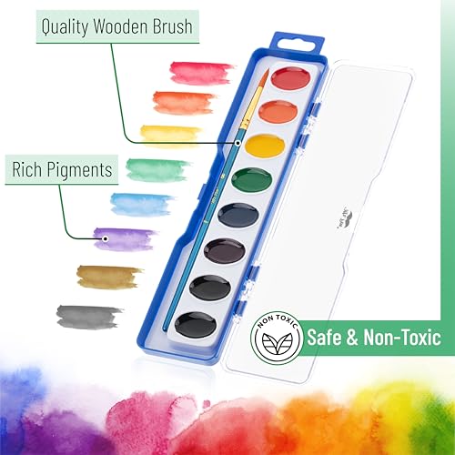 Mr. Pen- Washable Watercolors, 8 Pack, 8 Colors with Paint Brush - size: 8 Pack