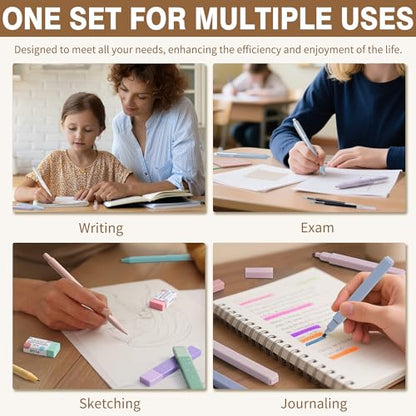 62PCS Aesthetic School Supplies Cute Back to School Supplies Stationary Set | College Preppy Essentials Kit with Large Pencil Pouch Case, Pastel Highlighters Gel Pens Mechanical Pencils for Student Girls - color: Green