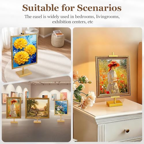 18'' Adjustable Tabletop Easel Stand, Gold Easel for Display | Steady and Elegant Picture Easels for Display, Picture Frame Stand, Adjustable Art Easel,Picture stand for Artwork, Photo. - color: Gold, size: 18inch