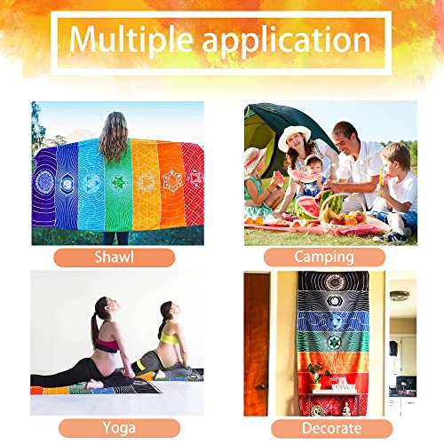 Mexican Yoga Mat Beach Picnic Blanket Chakra Meditation Mat Yoga Rug Sunscreen Shawl Chakra Wall Tapestry Decor Boho Pilates 59 in (Polyester Fibre)
