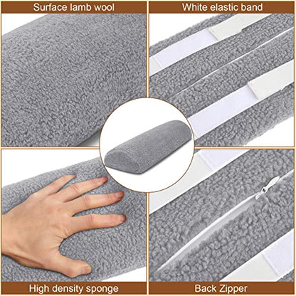Sintuff Recliner Leg Rest Cushion Sofa Footrest Pillow with Cover Half Moon Bolster Pillow Under Knee Pillow for Sleeping On Back Alleviating Pain, 19.7 x 8 x 3.5 Inch (Dark Gray) - color: Dark Gray