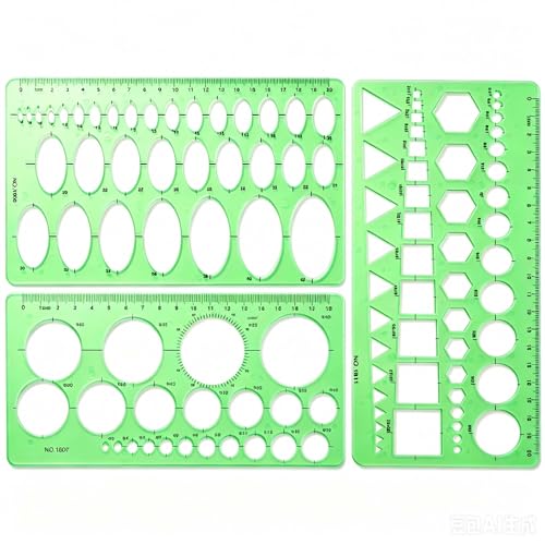 SenseYo 3 Pack Plastic Circle Template Stencil Round Measuring Geometric Circle Oval Stencil Ruler Drafting Drawing Tools Set Architecture Supplies for Office Building Formwork Studying Designing - size: 3 pcs