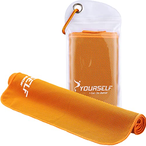 SYOURSELF Cooling Towel, Cooling Towels for Neck,40" x 12"Ice Towel for Instant Cooling Relief, Soft Breathable Chilly Towel, Perfect Yoga, Golf, Sports, Gym, Workout, Athletes Towel (1PC-Orange) - color: Orange