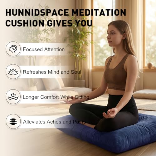 Ultimate Meditation Cushion Set – 2-in-1 Zafu & Zabuton, Buckwheat & Memory Foam, Velvet Cover for Yoga & Mindfulness (Dark Blue) - color: Dark Blue