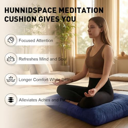 Ultimate Meditation Cushion Set – 2-in-1 Zafu & Zabuton, Buckwheat & Memory Foam, Velvet Cover for Yoga & Mindfulness (Dark Blue) - color: Dark Blue