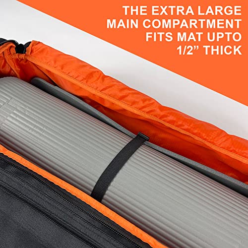 Fitdom Yoga Mat Bag for Women & Men, Large Yoga Gym Duffle with Mat Holder | Expandable Pocket Fits 2 Yoga Blocks with Spacious Storage & Multiple Pockets for Yoga Mats, Pilates, Gym & Workout Gear