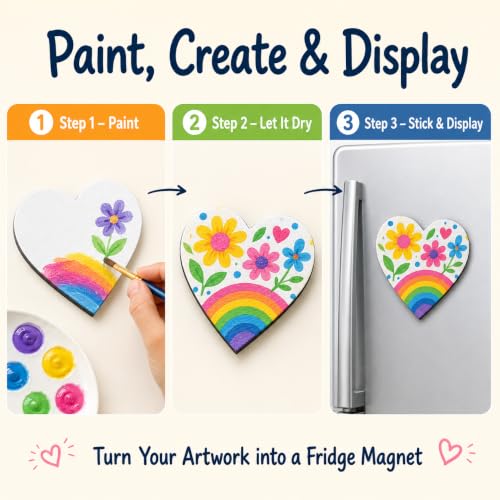 30 Pack Heart Shape Mini Canvas Board 3 Inch | 30 paintable heart canvases with magnetic backing for classroom crafts, party activities, fridge art, and handmade gifts - style: Heart-30 pcs