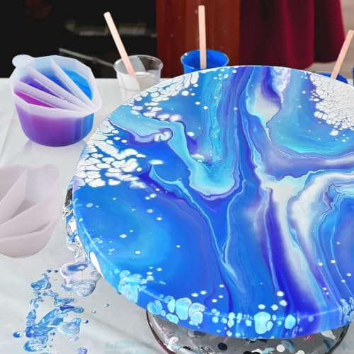 LET'S RESIN Silicone Split Cups, 4-Pack, 2-5 Channels, White | Thick reusable split cups with 2-5 channels help separate colors for resin crafts, fluid art and acrylic pouring - size: 4 Cups (15 oz)