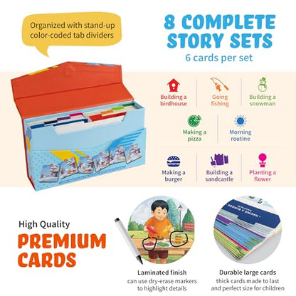 SPARK INNOVATIONS Sequencing Cards, Speech Therapy, Autism Therapy, SEL, Problem Solving, Social Skills, Picture Cards, ESL, English Language Learners (Set 2)