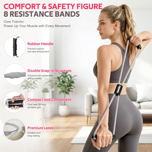 WALITO 15 PCS Pilates Kit, Adjustable Pedal Resistance Band with Handle, Figure 8 Resistance Band for Exercise Women, At Home Workout Equipment Set with Yoga Ball & Booty Bands for Full Body Gym - color: Black
