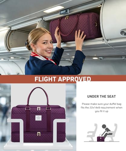 WINDARS Travel Duffle Bag, Weekender Bags for Women with Shoe Compartment, Overnight Bag with Toiletry Bag, Carry On Duffel Bags For Airplanes, Yoga Gym Duffel Bag, Dark Purple - color: Dark Purple