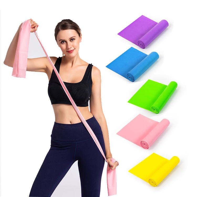 Custom Logo TPE Stretch Band Workout Resistance Fitness Latex Rubber Bands Yoga Elastic Flat Resistance Bands for Exercises