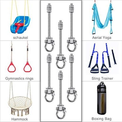 SELEWARE 6 Pcs Heavy Duty Bearing Swing Hangers Stainless Steel Swing Hooks - color: 6 Pack Bearing Hangers (7" X M2/5" Threaded Rod)