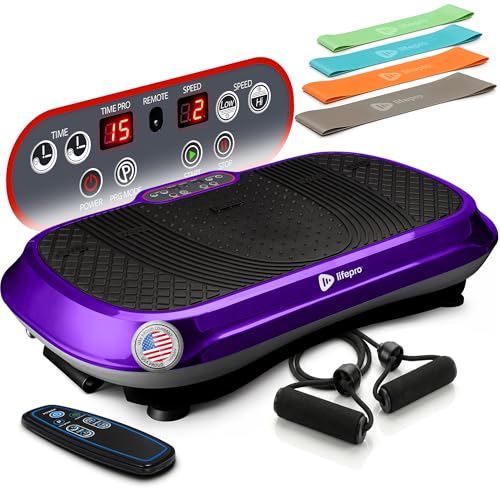 Lifepro Waver Vibration Plate Exercise Machine with 99 Speeds & 10 Presets | Resistance Bands, Non-Slip Surface, 330 lbs Capacity — Vibration Plate for Lymphatic Drainage, Body Toning, Full-Body Workout - color: Purple