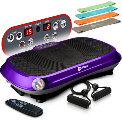 Lifepro Waver Vibration Plate Exercise Machine with 99 Speeds & 10 Presets | Resistance Bands, Non-Slip Surface, 330 lbs Capacity — Vibration Plate for Lymphatic Drainage, Body Toning, Full-Body Workout - color: Purple