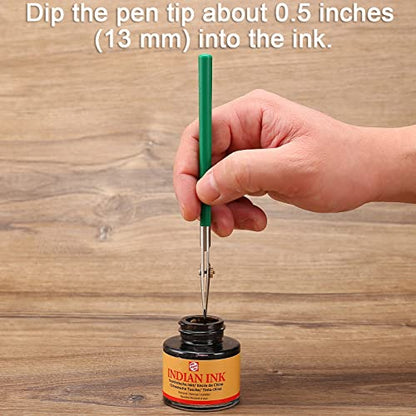 Ruling Pen for Masking Fluid, Perfect Fine Line Drawing, Technical Cartography and Calligraphy, Suitable Use with Drawing Ink, Indian Ink Gouache - color: Green, style: Traditional