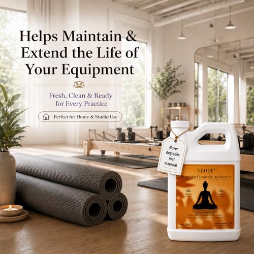 Yoga Mat Cleaner & Deodorizer Spray – Lavender Essential Oil Formula for Yoga Mats, Pilates Reformers & Gym Equipment – Natural No-Residue Workout Mat Cleaner, Non-Toxic Daily Cleaning Spray (128 Oz) - size: 128 Fl Oz (Pack of 1)