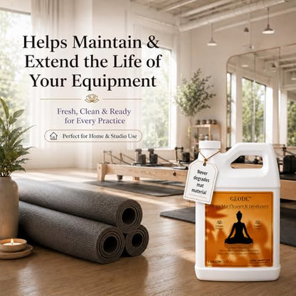 Yoga Mat Cleaner & Deodorizer Spray – Lavender Essential Oil Formula for Yoga Mats, Pilates Reformers & Gym Equipment – Natural No-Residue Workout Mat Cleaner, Non-Toxic Daily Cleaning Spray (128 Oz) - size: 128 Fl Oz (Pack of 1)